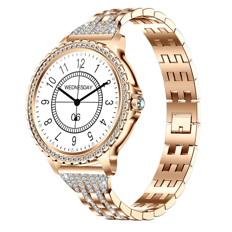 Smartwatch  Mädchen mit Telefonfunktion Diamant Design Fitnessuhr Sportuhr Elegant 1,32 Zoll HD-Großbildschirm-Digitaluhr