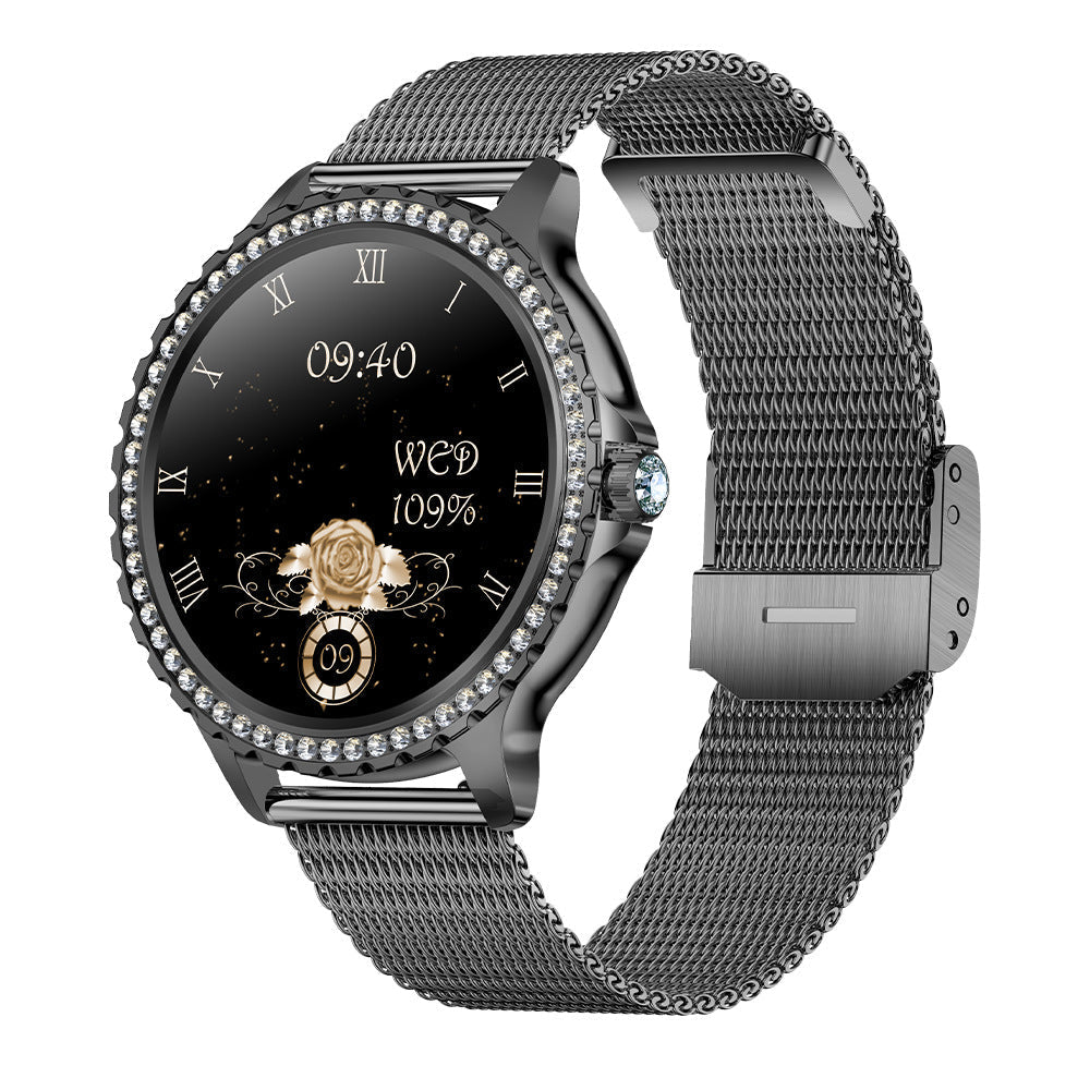 Smartwatch  Mädchen mit Telefonfunktion Diamant Design Fitnessuhr Sportuhr Elegant 1,32 Zoll HD-Großbildschirm-Digitaluhr