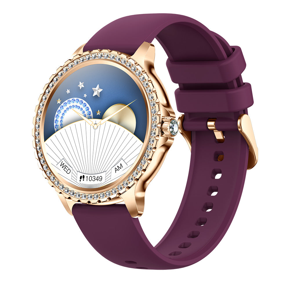 Smartwatch  Mädchen mit Telefonfunktion Diamant Design Fitnessuhr Sportuhr Elegant 1,32 Zoll HD-Großbildschirm-Digitaluhr