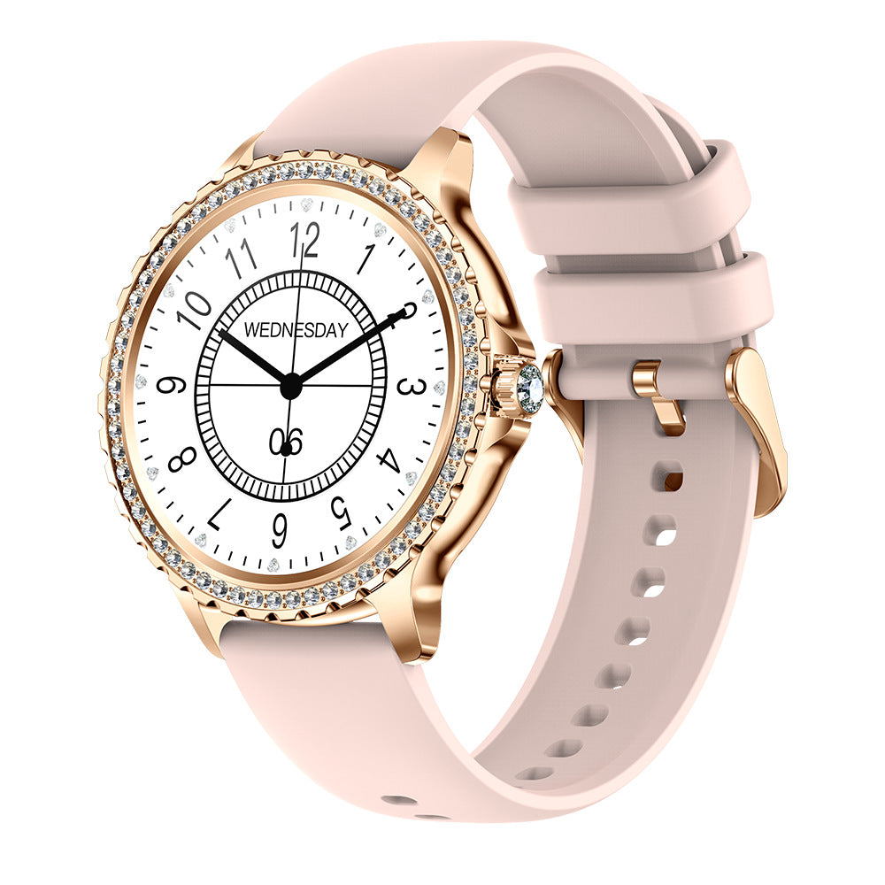 Smartwatch  Mädchen mit Telefonfunktion Diamant Design Fitnessuhr Sportuhr Elegant 1,32 Zoll HD-Großbildschirm-Digitaluhr
