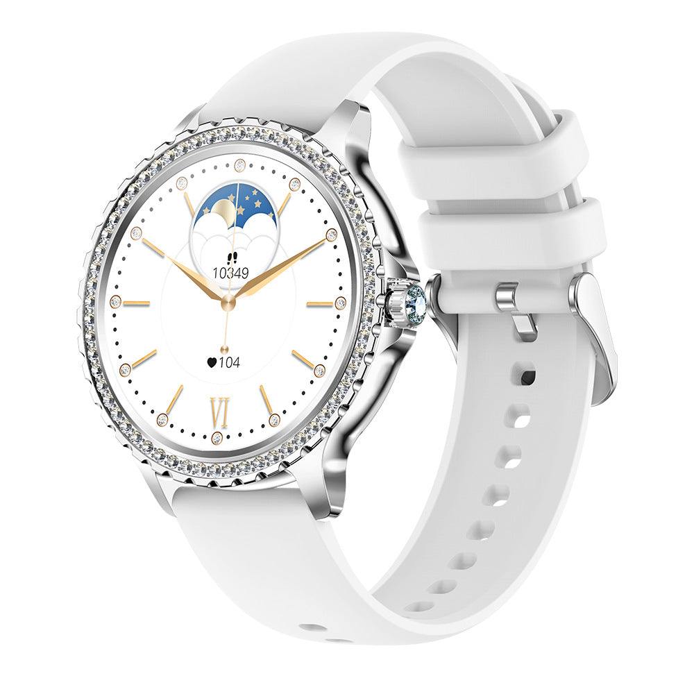 Smartwatch  Mädchen mit Telefonfunktion Diamant Design Fitnessuhr Sportuhr Elegant 1,32 Zoll HD-Großbildschirm-Digitaluhr