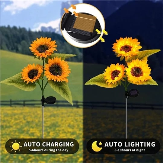 🌻🔥🔥🔥Wasserdichte Sonnenblume mit Solarpanel