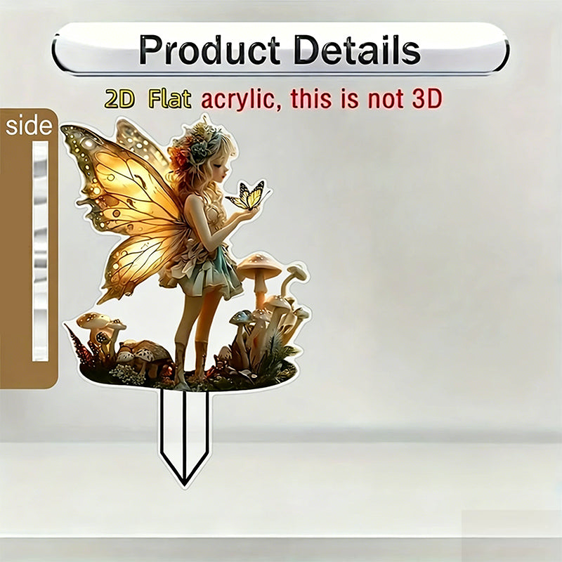 🌿 2D Acryl-Dekostecker für Blumentöpfe – Flaches Gartenmotiv als stilvolle Pflanzendekoration