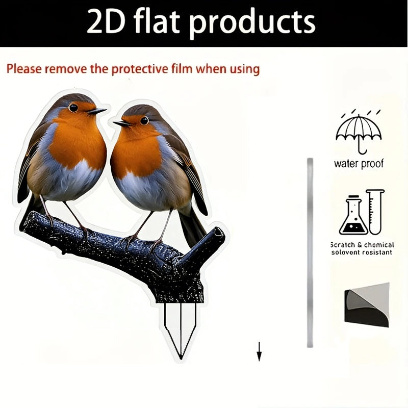 🌿 2D Acryl-Dekostecker für Blumentöpfe – Flaches Gartenmotiv als stilvolle Pflanzendekoration
