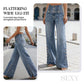 🔥 Damen-Weitbeinjeans mit Seitenschlitzen – High-Waist für schlanken Look