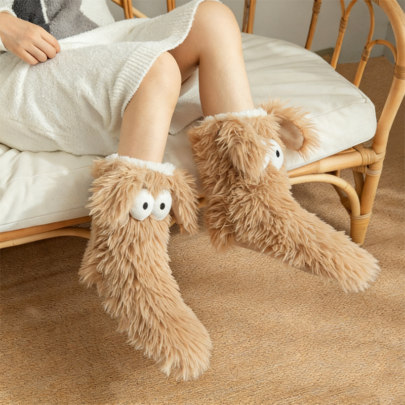 ❄️【Fleece-Socken für Damen】– Winter-Hausschuhe, dick gefüttert mit Fleece, rutschfest, für Erwachsene, Damen, Plüsch-Schneesocken, Überschuhe🧦🔥