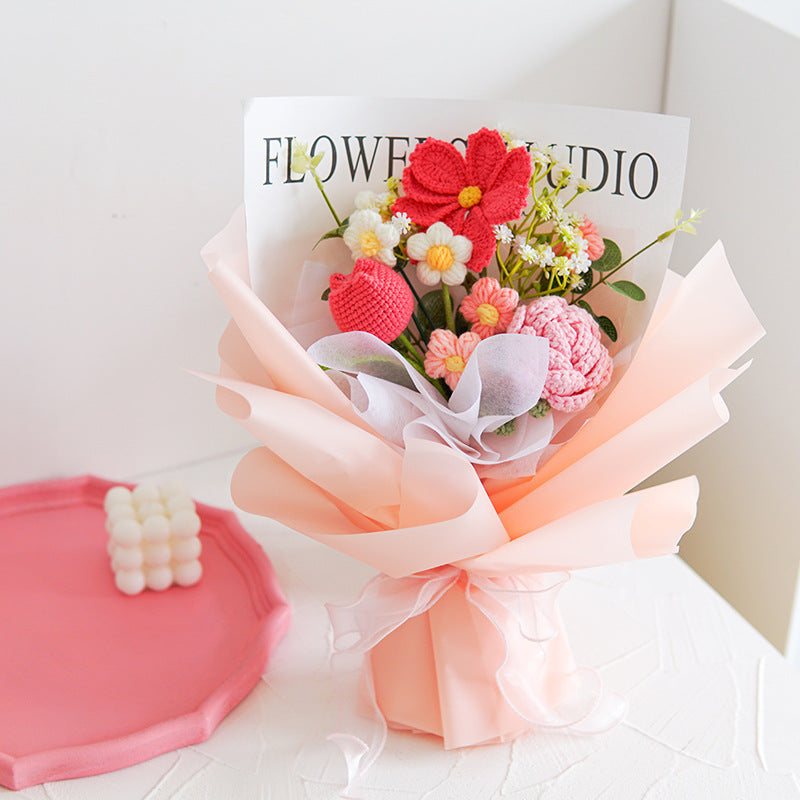 💐 Muttertags-Sonderangebot 50 % Rabatt!💕 Handgefertigter, zarter Blumenstrauß aus Häkelblumen