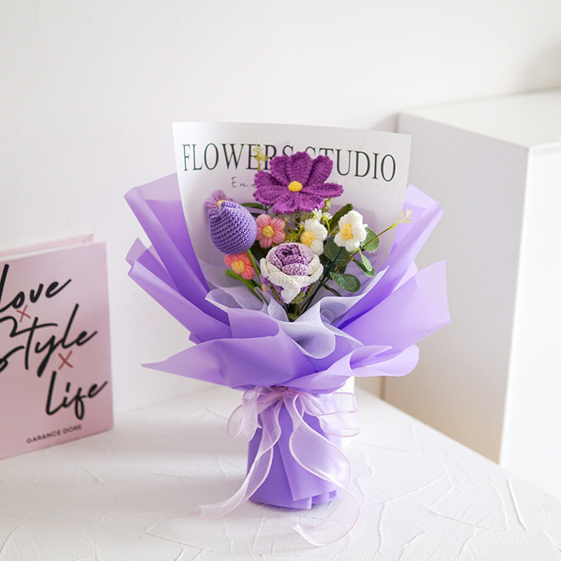 💐 Muttertags-Sonderangebot 50 % Rabatt!💕 Handgefertigter, zarter Blumenstrauß aus Häkelblumen