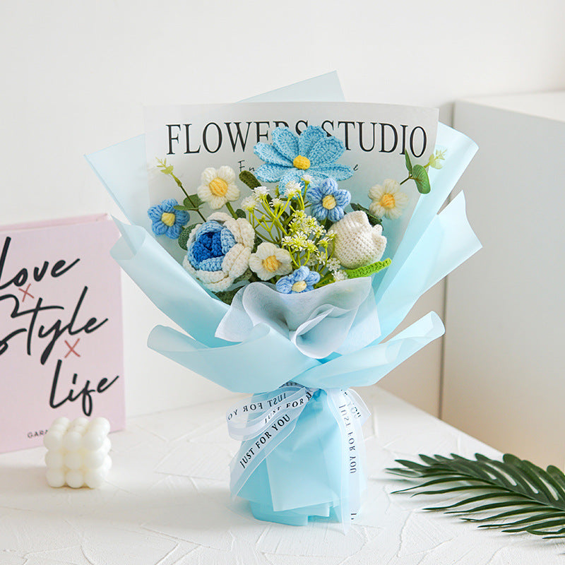 💐 Muttertags-Sonderangebot 50 % Rabatt!💕 Handgefertigter, zarter Blumenstrauß aus Häkelblumen