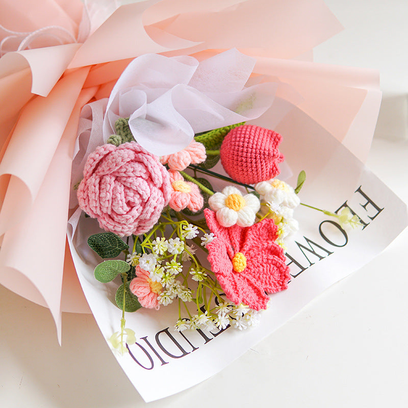 💐 Muttertags-Sonderangebot 50 % Rabatt!💕 Handgefertigter, zarter Blumenstrauß aus Häkelblumen