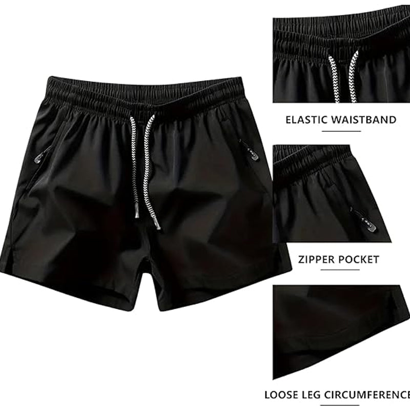 Schnelltrocknende Sportshorts für Herren mit Reißverschlusstaschen