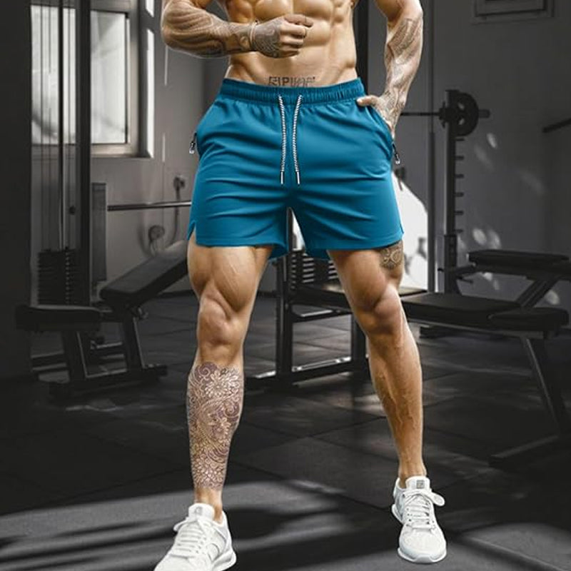 Schnelltrocknende Sportshorts für Herren mit Reißverschlusstaschen
