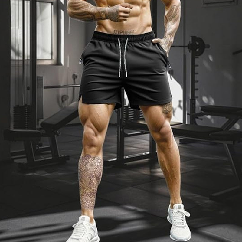 Schnelltrocknende Sportshorts für Herren mit Reißverschlusstaschen