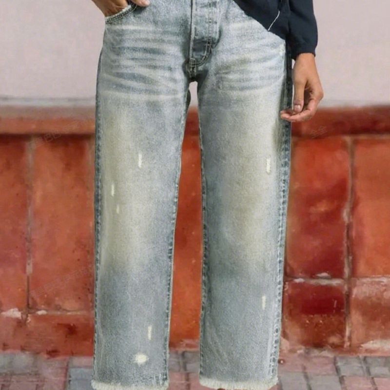 Damen-Retro-Cropped-Straight-Leg-Jeans