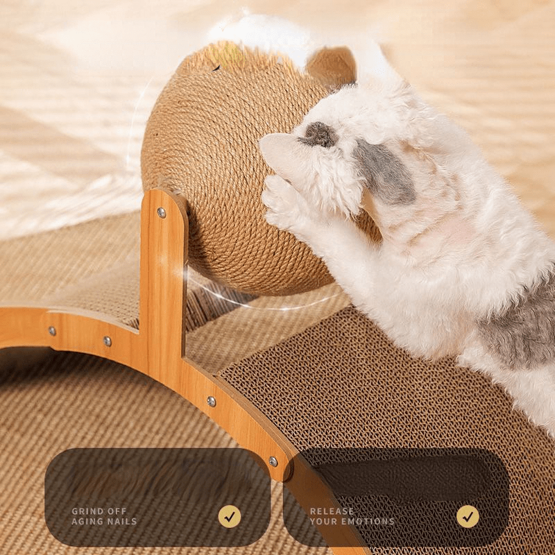 🐱 🧶 Natürlicher Sisal-Kratzball mit Kartonunterlage – Befriedigt den Kratztrieb, Schont Möbel & Für jede Katze 🎉