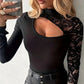 🔈🔈NEU EINGETROFFEN 60% RABATT🌸 Damen-Top mit asymmetrischem Cut-out und Spitzenärmeln👚