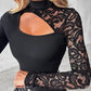 🔈🔈NEU EINGETROFFEN 60% RABATT🌸 Damen-Top mit asymmetrischem Cut-out und Spitzenärmeln👚