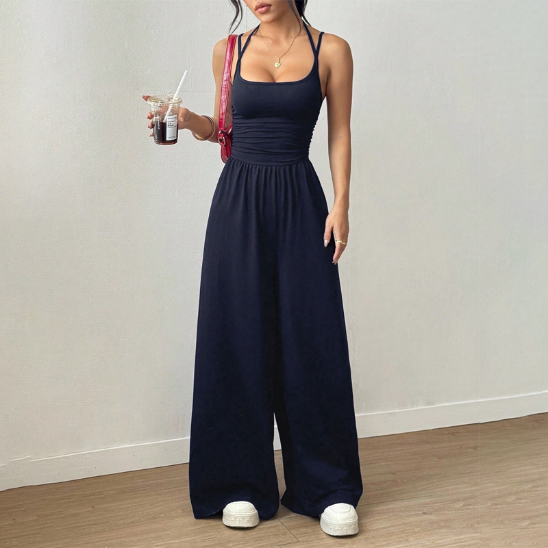 ☀️Damen Jumpsuit – Spaghettiträger mit Taillenbetonung und Weitem Bein