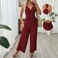 V-Ausschnitt Wide-Leg-Jumpsuit mit Ringdetail