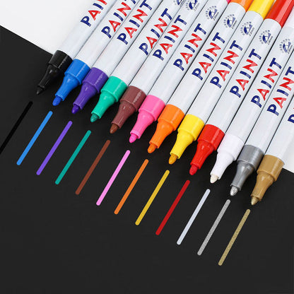 12 Farben wasserfester Lackmarker für Autoreifen