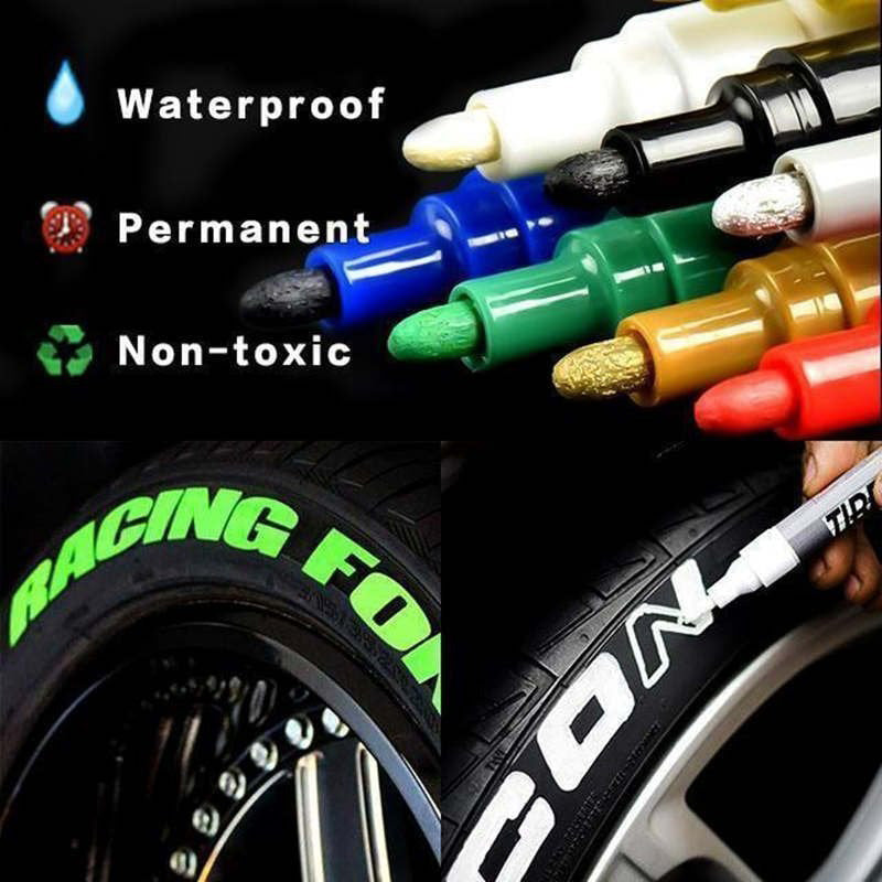 12 Farben wasserfester Lackmarker für Autoreifen