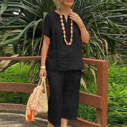 Sommer-Set aus Kurzarmhemd und Hose mit elastischem Bund