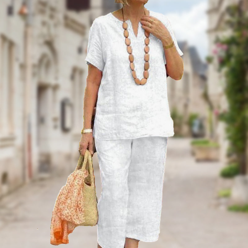 Sommer-Set aus Kurzarmhemd und Hose mit elastischem Bund