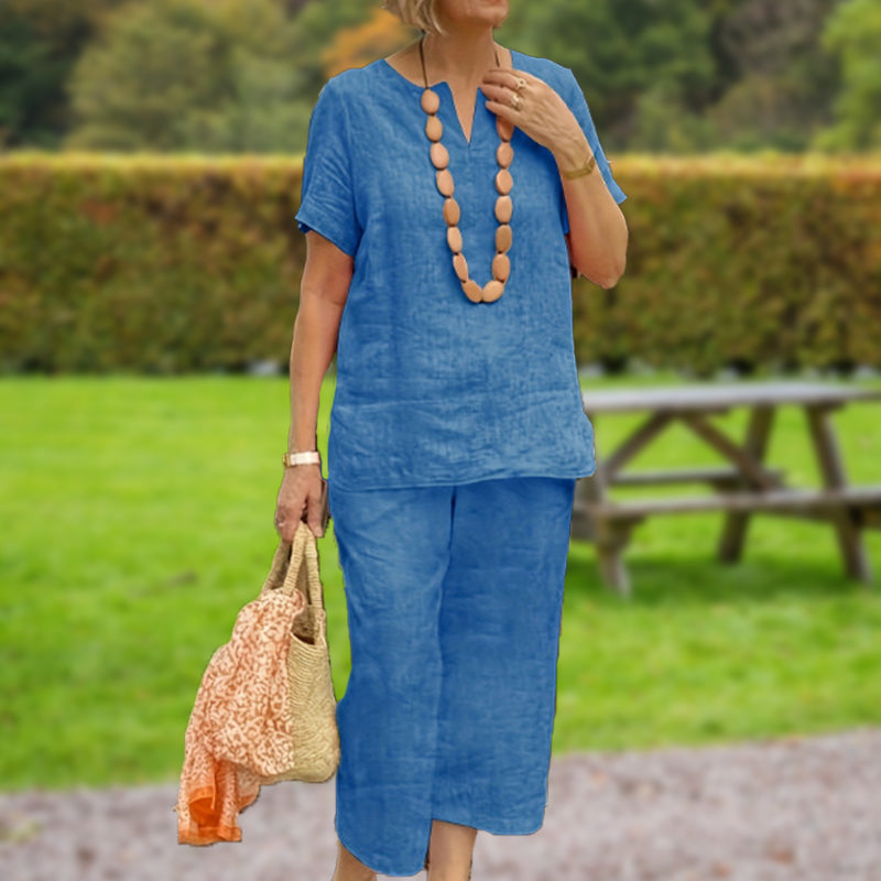 Sommer-Set aus Kurzarmhemd und Hose mit elastischem Bund