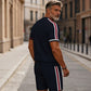 Herren-Hemd-und-Shorts-Set mit Viertelreißverschluss