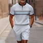 Herren-Hemd-und-Shorts-Set mit Viertelreißverschluss