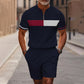 Herren-Hemd-und-Shorts-Set mit Viertelreißverschluss