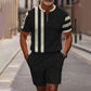 Herren-Hemd-und-Shorts-Set mit Viertelreißverschluss