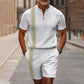 Herren-Hemd-und-Shorts-Set mit Viertelreißverschluss