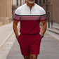 Herren-Hemd-und-Shorts-Set mit Viertelreißverschluss