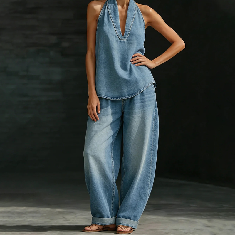 👖✨ Damen Jeans-Set 2026 – Retro, Stonewashed, Gerade geschnittene Hose, Lässiger Stil