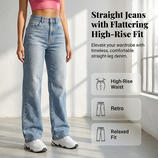 ✨🔥Damenjeans mit hoher Taille und geradem Bein👖
