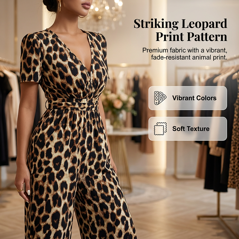💎 -50% AUF DEN LEOPARDEN-JUMPSUIT! 💎 V-Ausschnitt, Tailliert & Weites Bein im Retro Y2K Style für Damen