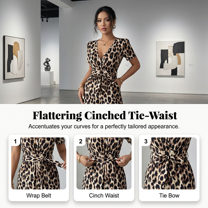 💎 -50% AUF DEN LEOPARDEN-JUMPSUIT! 💎 V-Ausschnitt, Tailliert & Weites Bein im Retro Y2K Style für Damen