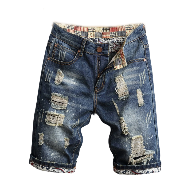 Destroyed-Jeansshorts für Herren mit Patches – lässig, auffällig & bequem