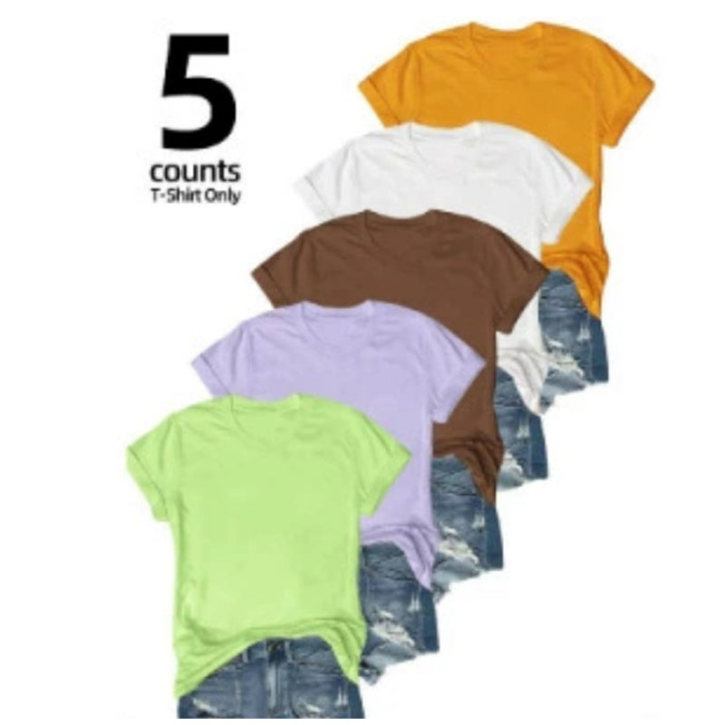 👕⏰ 50% RABATT! 5er-Pack Unifarbene Basic T-Shirts aus Baumwolle – Vielseitige Klassiker für deinen Kleiderschrank 🧳