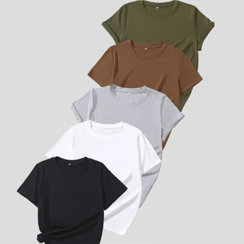 👕⏰ 50% RABATT! 5er-Pack Unifarbene Basic T-Shirts aus Baumwolle – Vielseitige Klassiker für deinen Kleiderschrank 🧳