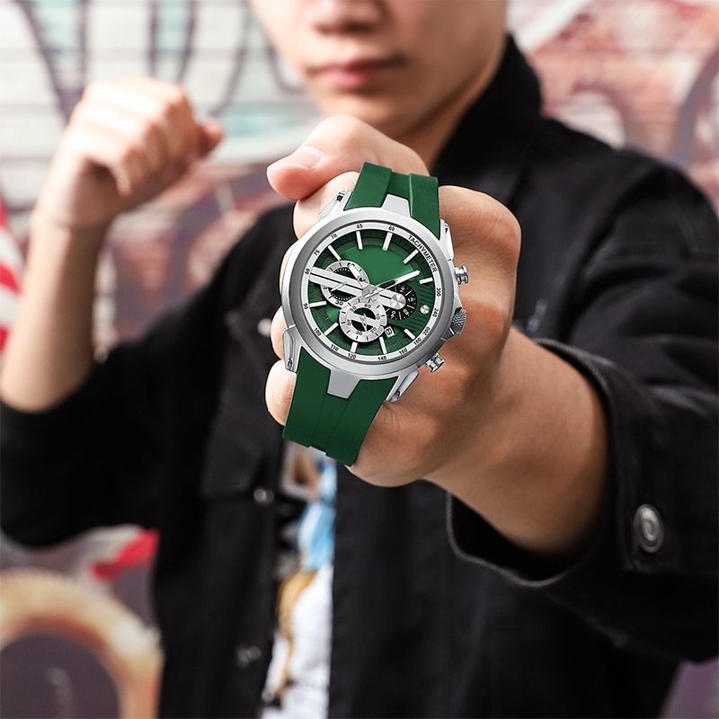 Sportliche, leuchtende Silikonarmbanduhr, wasserdicht