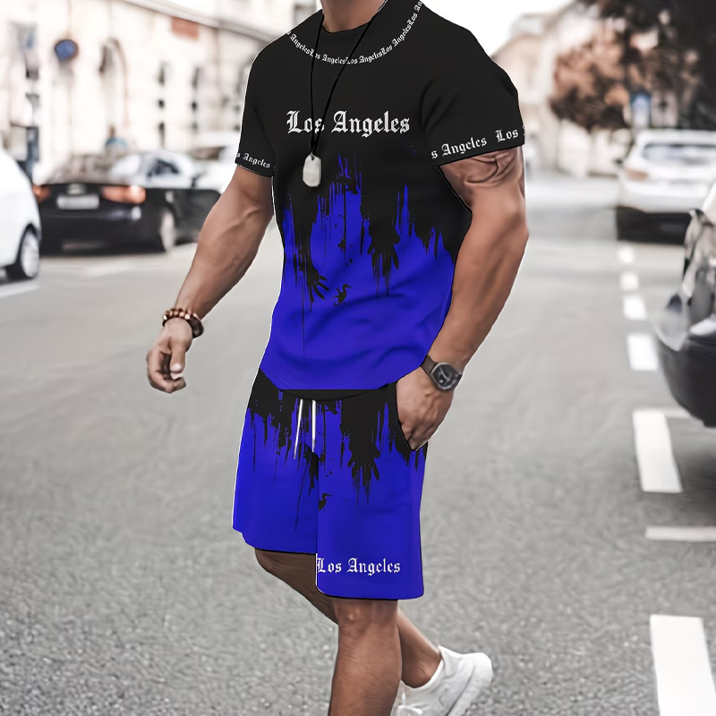 👕 50% RABATT! 🔥 Herren-Set aus grafisch bedrucktem T-Shirt & Shorts – Weicher Stoff, Auffälliges Design & Perfekt Für Sommertage ☀️