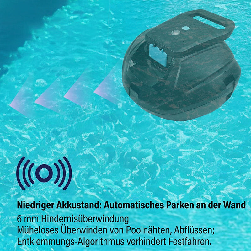 Kabelloser Poolroboter - Doppelmotor & 130 Min. Akkulaufzeit | IPX8, 80m², 5-faches Sicherheitssystem, 4000mAh