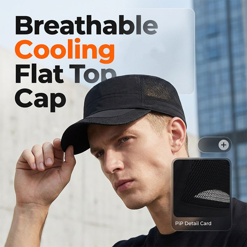 Outdoor-Flachmütze mit Mesh-Einsätzen – atmungsaktiv, leicht & bequem – ideal für Wandern, Golf & Alltag🧢⛳