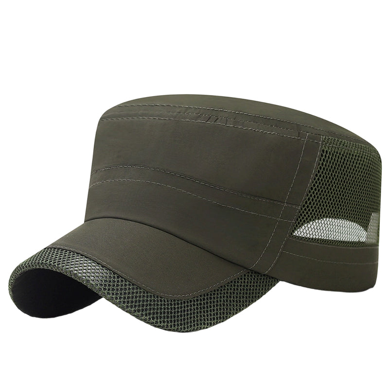 Outdoor-Flachmütze mit Mesh-Einsätzen – atmungsaktiv, leicht & bequem – ideal für Wandern, Golf & Alltag🧢⛳