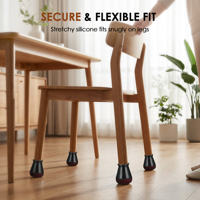 🪑 50% RABATT! 🐾 12 Stück Silikon-Stuhlbeinschoner mit Filzpolstern – Schützt Böden, Rutschfest & Geräuschlos 🏠