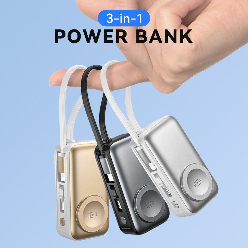🌞Frühlingserwachen: 50% Rabatt!⚡3-in-1 Magnetische Mini Powerbank – Integrierte Kabel & Drehstecker – 5000 mAh – Kabelloses Laden für iPhone, Watch & Android – Ultra kompakt