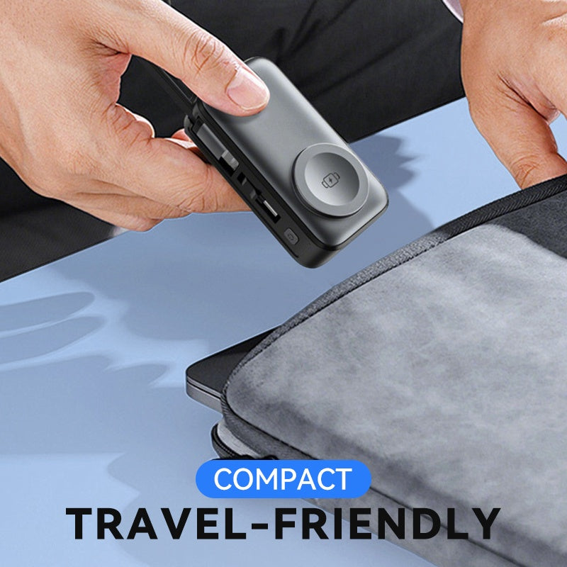 🌞Frühlingserwachen: 50% Rabatt!⚡3-in-1 Magnetische Mini Powerbank – Integrierte Kabel & Drehstecker – 5000 mAh – Kabelloses Laden für iPhone, Watch & Android – Ultra kompakt