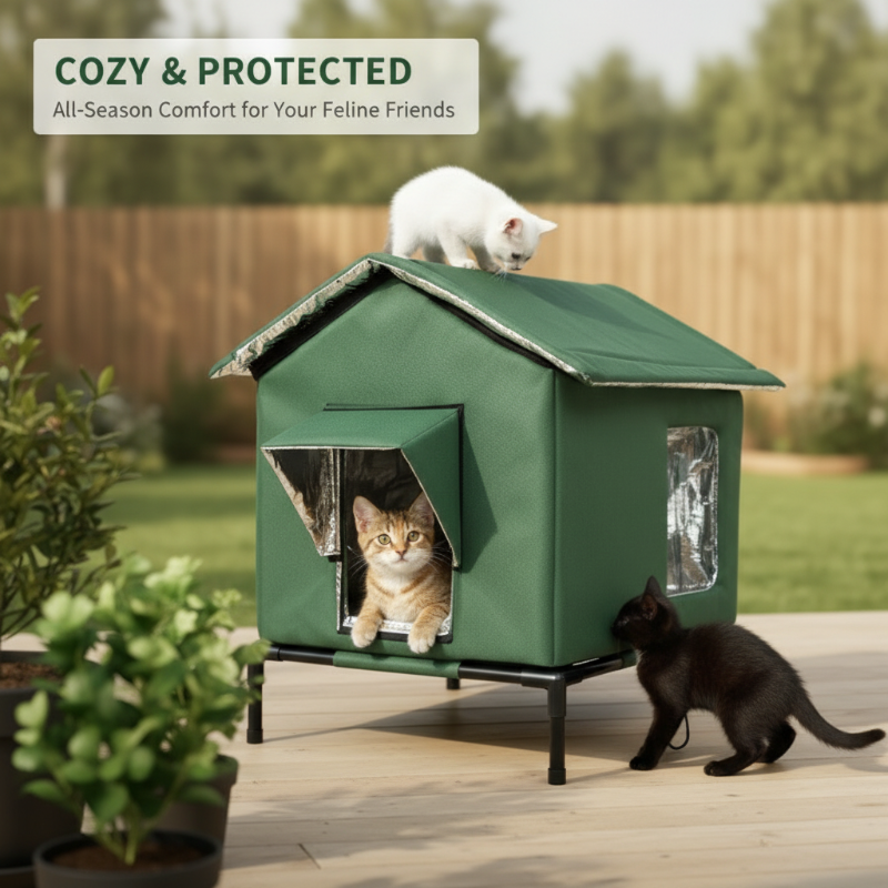 🏠 Nur für kurze Zeit: 50% Rabatt+Versandkostenfrei! 🐈 Erhöhtes Outdoor-Katzenhaus für jedes Wetter – Wasserdicht, isoliert, faltbar 🌧️
